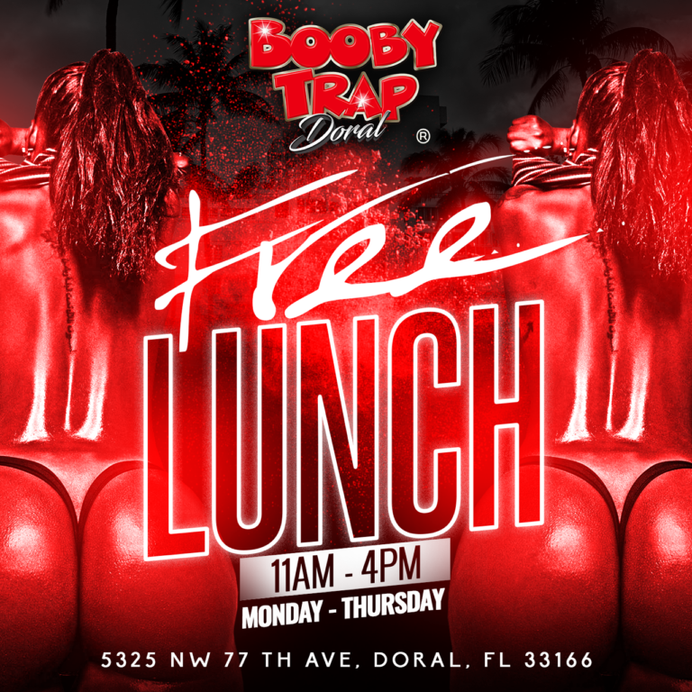 Free Lunch from 11am to 4pm Mondays thru Thursdays at Booby Tap Doral